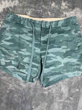 Guide Series Womens Teal Camo Drawstring Shorts Size 12
